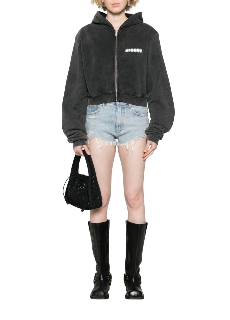 MISBHV Community Cropped Zipped Hoodie Washed Black Zwart