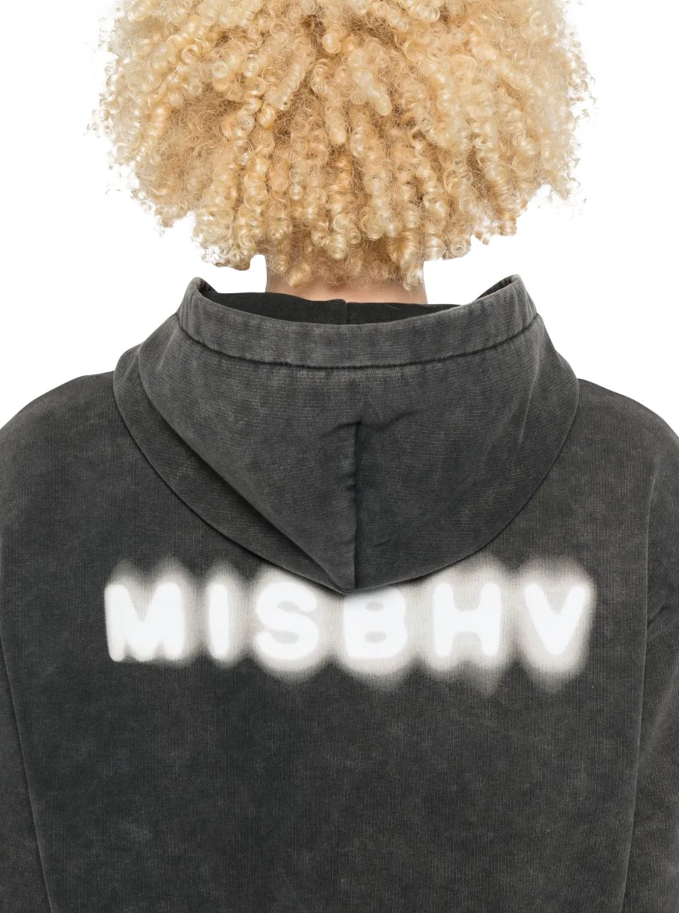 MISBHV Community Cropped Zipped Hoodie Washed Black Zwart
