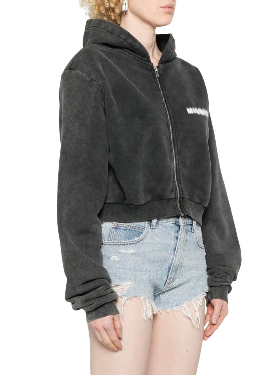 MISBHV Community Cropped Zipped Hoodie Washed Black Zwart
