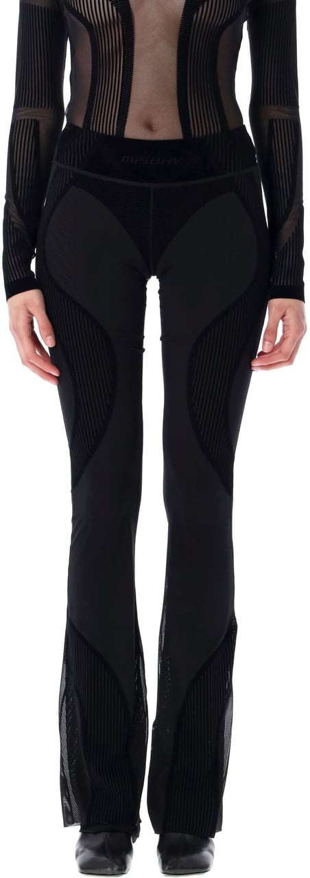 MISBHV Flock Mesh Sport Leggings Flare Nero Zwart