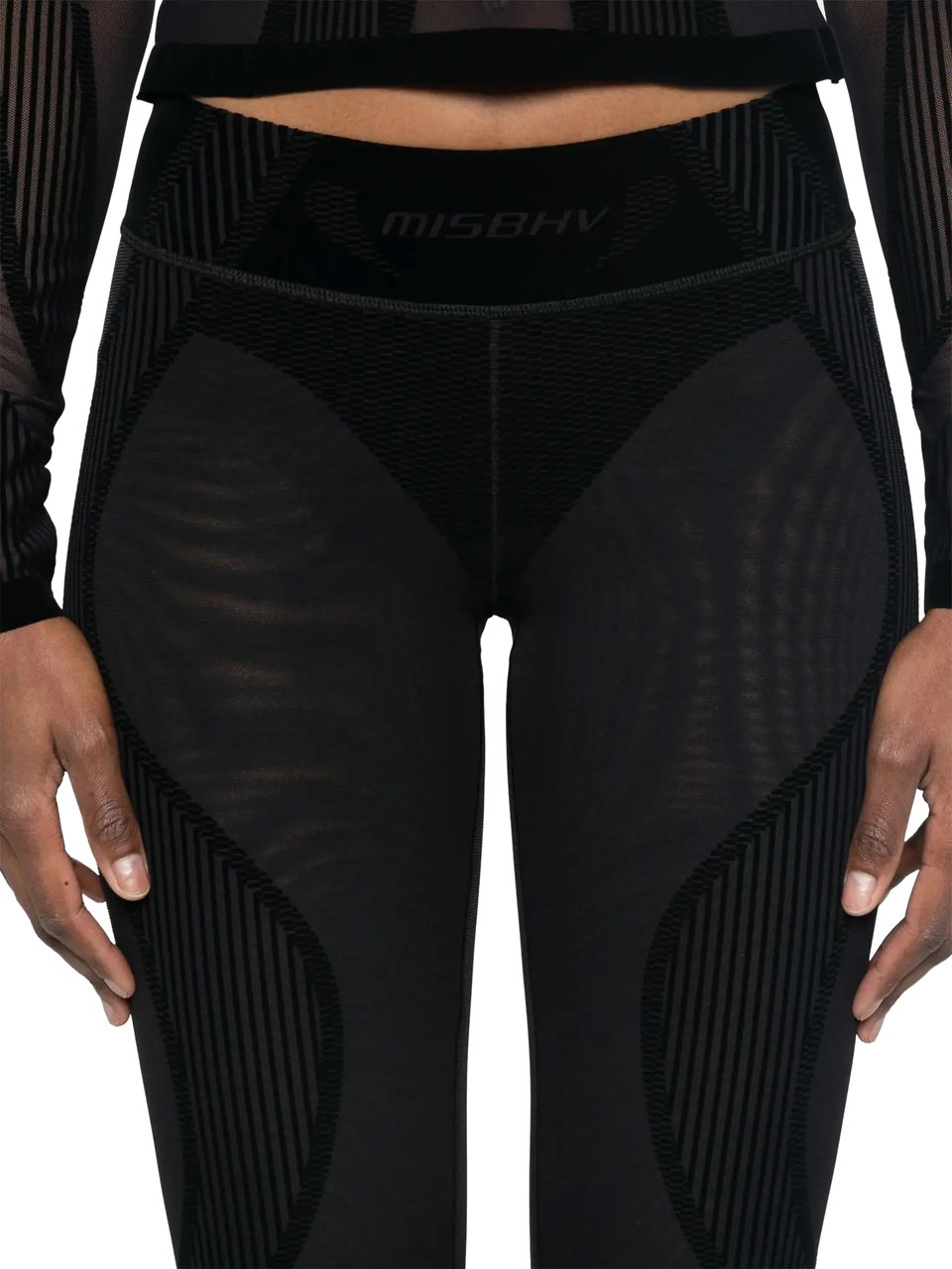 MISBHV Flock Mesh Sport Flared Pants Black Zwart