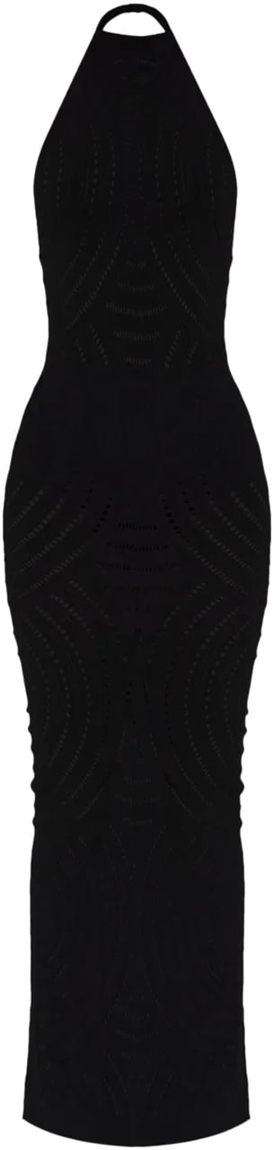 MISBHV Mesh Halter Long Dress Black Zwart