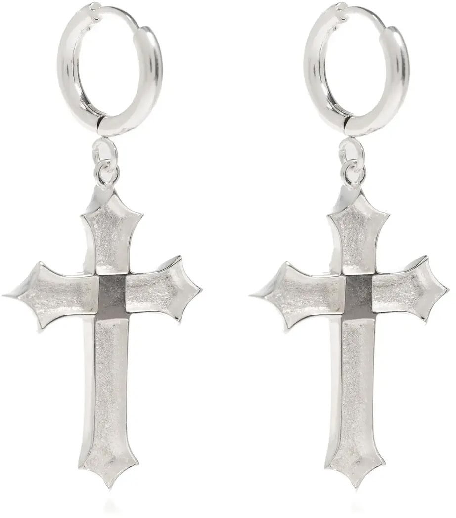 MISBHV Stone Cross Earrings Silver Zilver