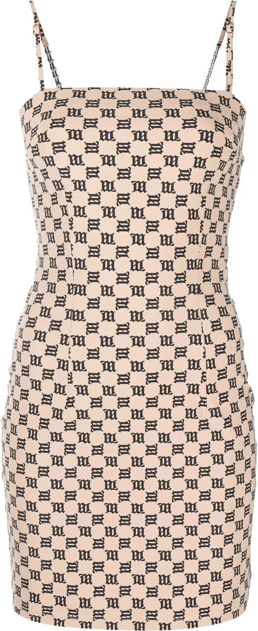 MISBHV Monogram Spaghetti Mini Dress Beige Beige