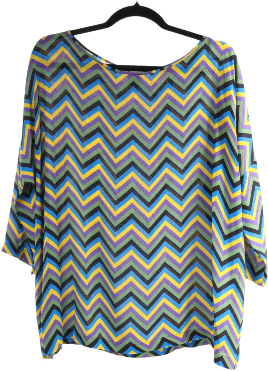 Missoni Missoni Multicolor Crepe Loose Fit Top, Size S Groen