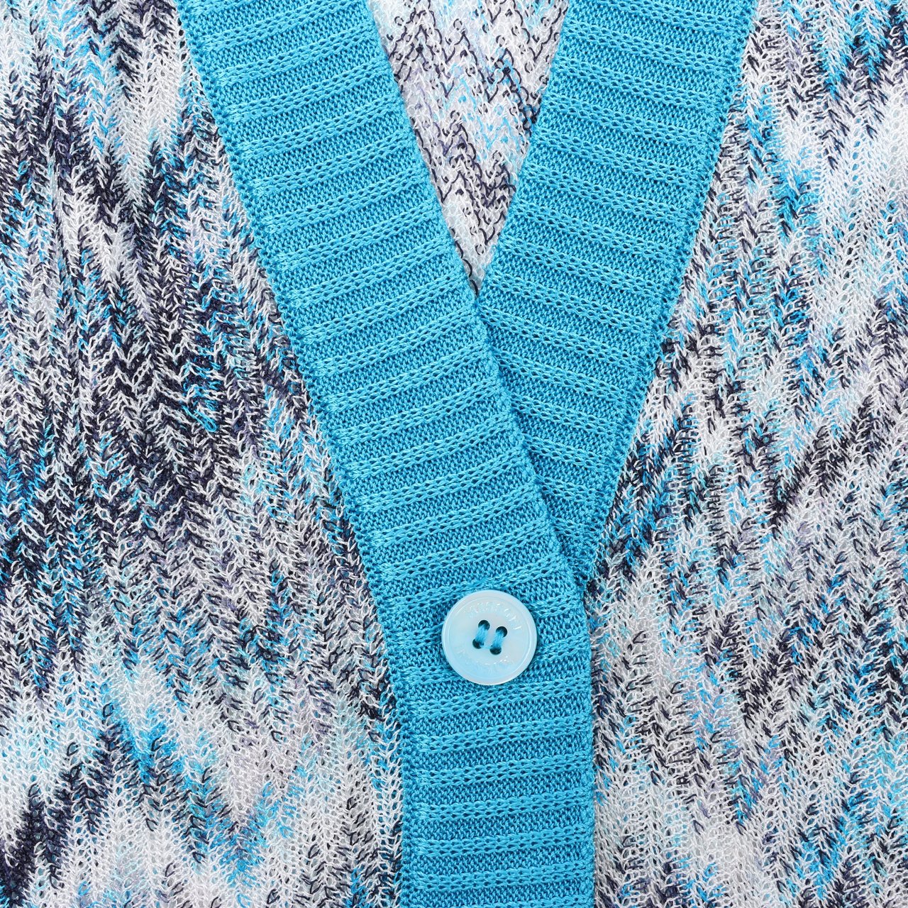 Missoni Missoni Crochet-Knit Cardigan in Blue, Size 40 IT Blauw