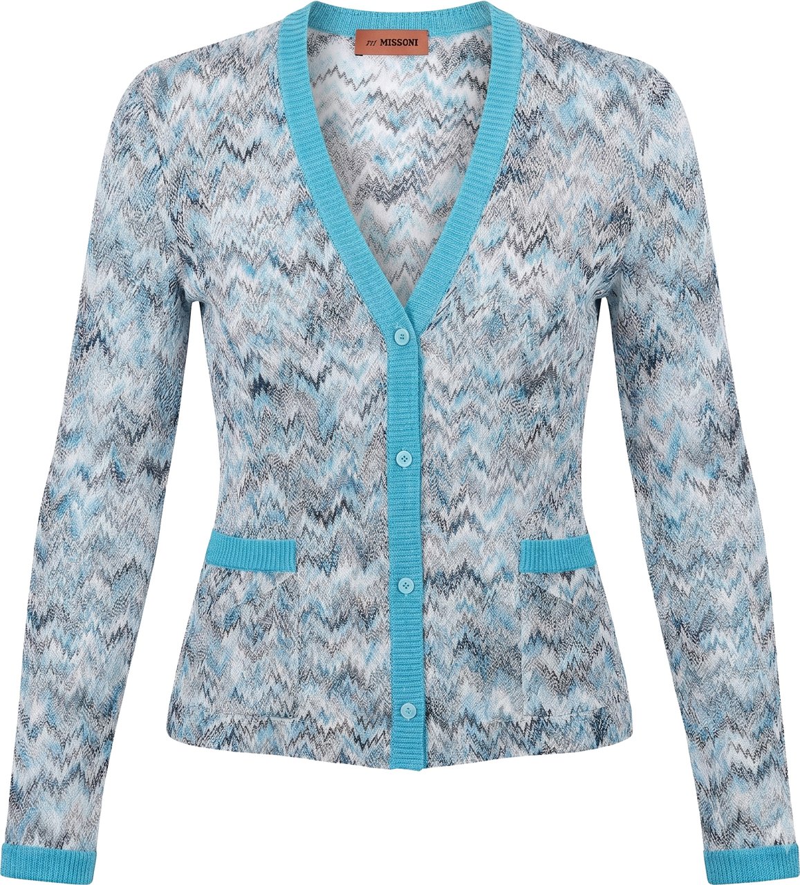 Missoni Crochet-Knit Cardigan in Blue, Size 40 IT Blauw