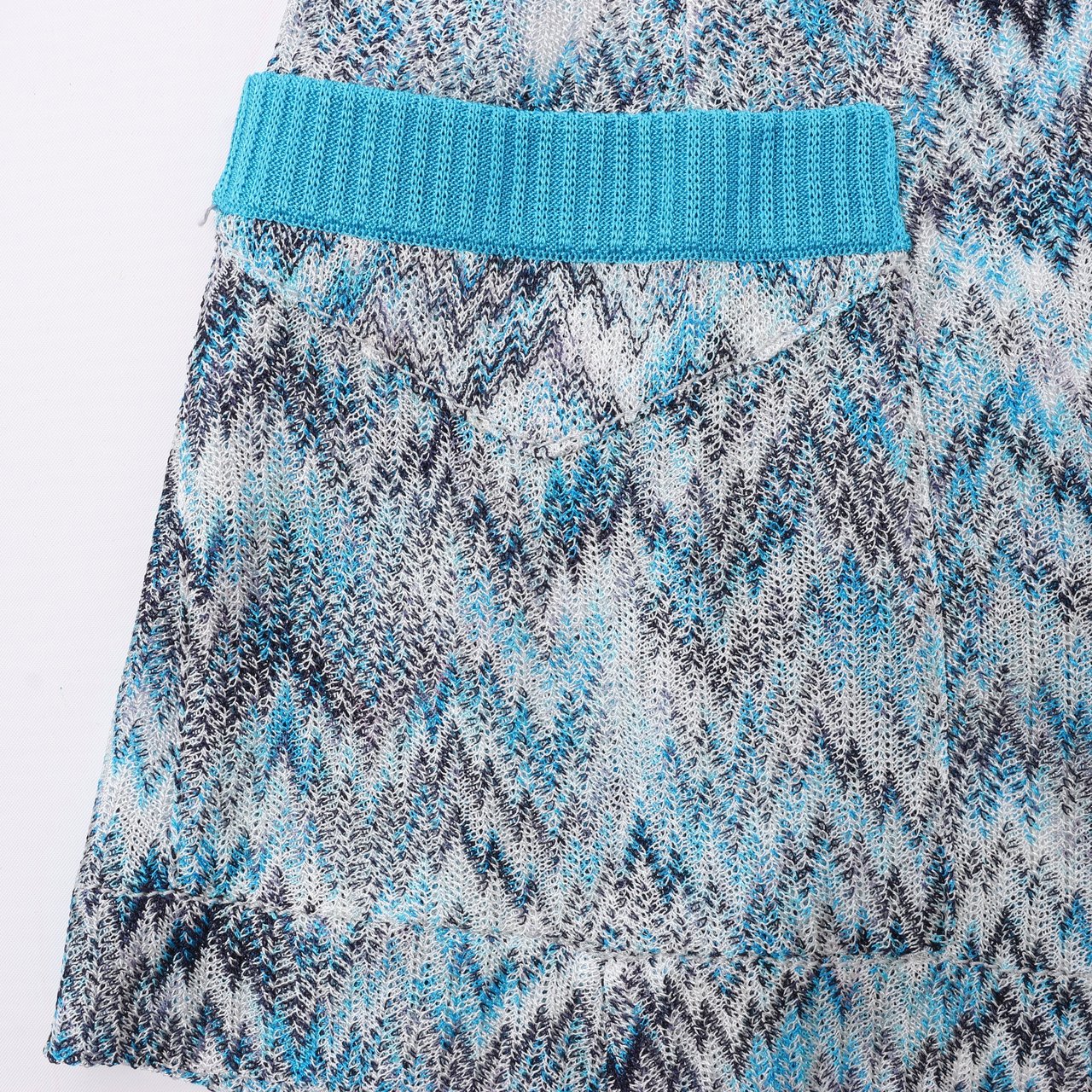 Missoni Crochet-Knit Cardigan in Blue, Size 40 IT Blauw