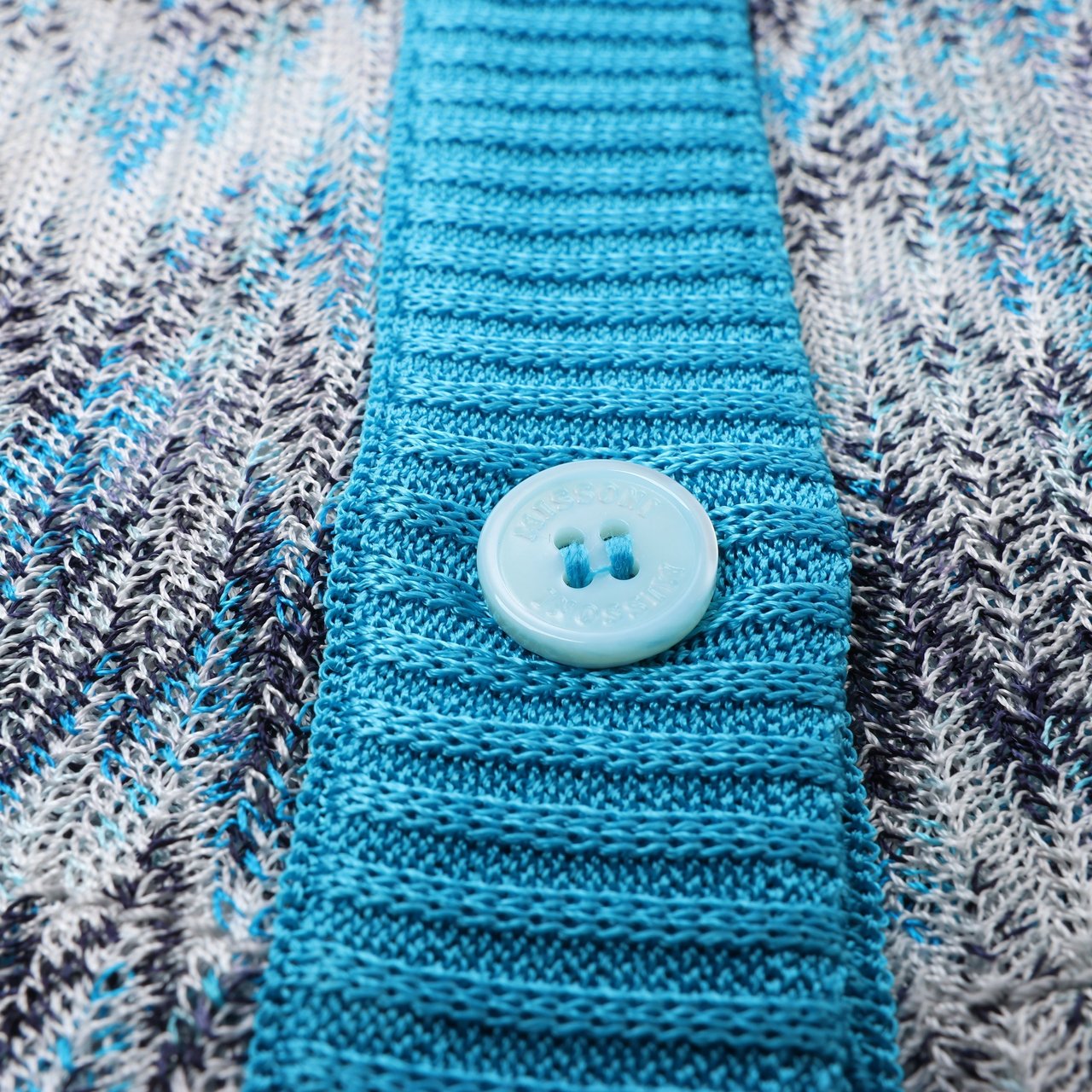 Missoni Crochet-Knit Cardigan in Blue, Size 40 IT Blauw