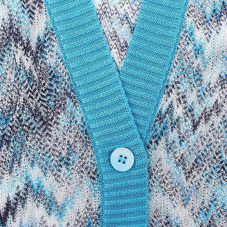 Missoni Crochet-Knit Cardigan in Blue, Size 40 IT Blauw