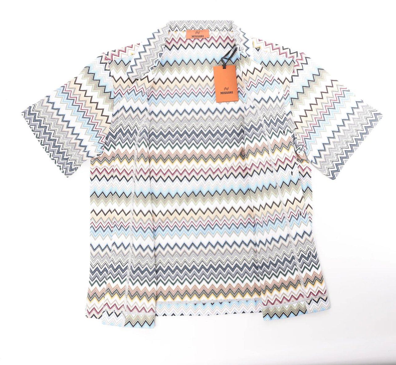 Missoni Missoni PATTERNED Short Sleeve Shirt in Gray x Multicolor, Size 48 IT Divers