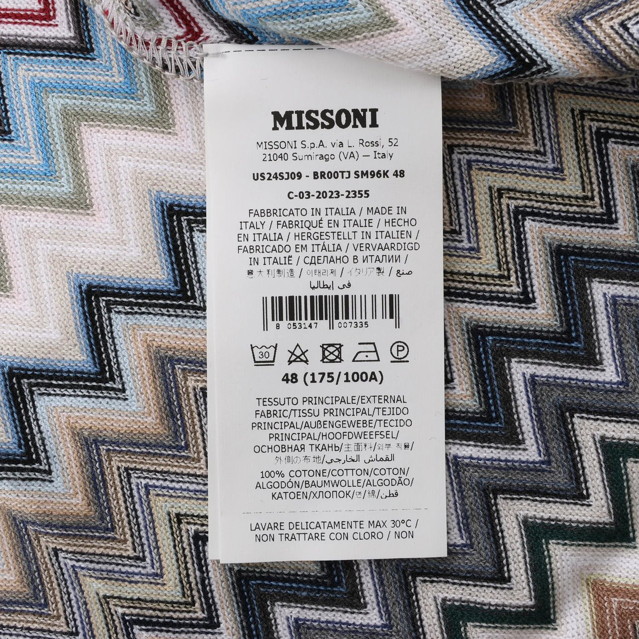 Missoni PATTERNED Short Sleeve Shirt in Gray x Multicolor, Size 48 IT Divers
