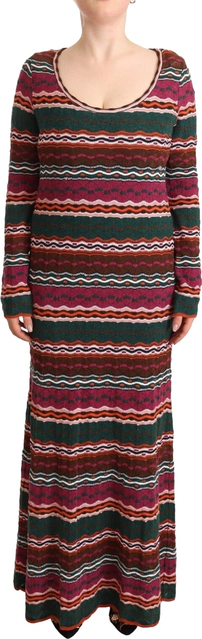Missoni Multicolor Stripe Wool Knitted Maxi Sheath Dress Divers