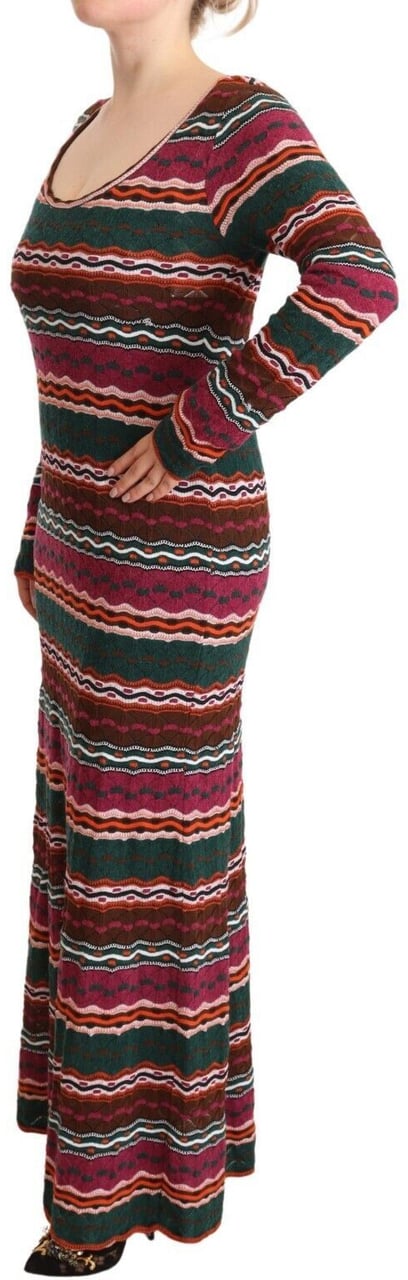Missoni Multicolor Stripe Wool Knitted Maxi Sheath Dress Divers