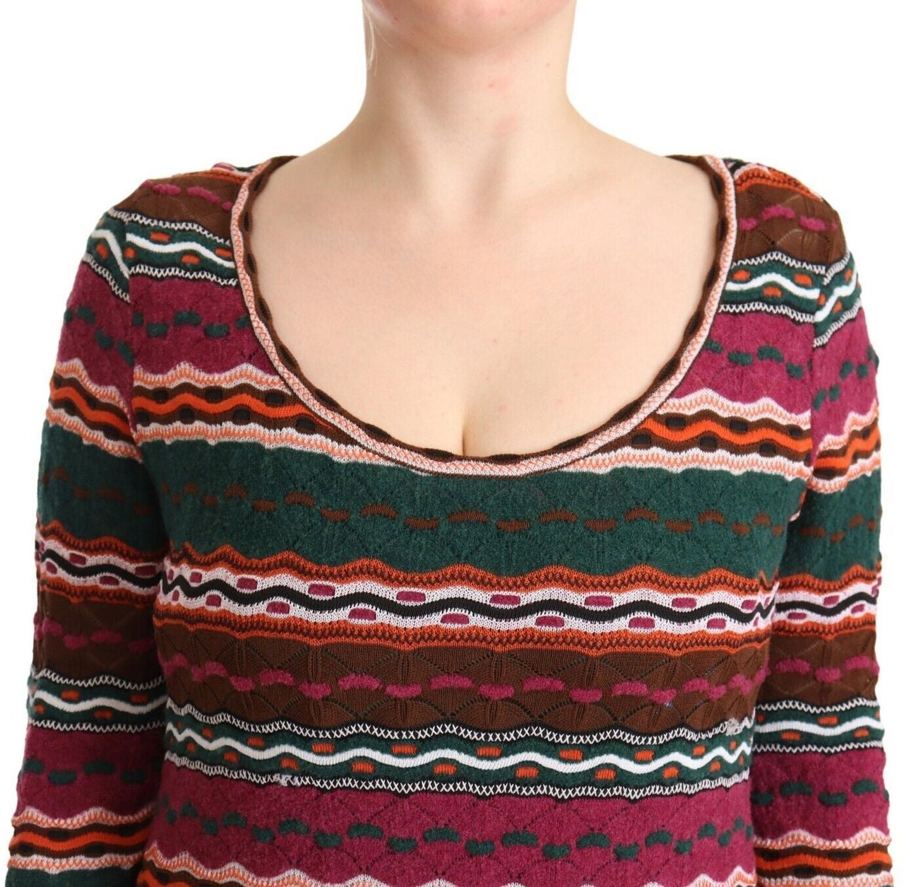 Missoni Multicolor Stripe Wool Knitted Maxi Sheath Dress Divers
