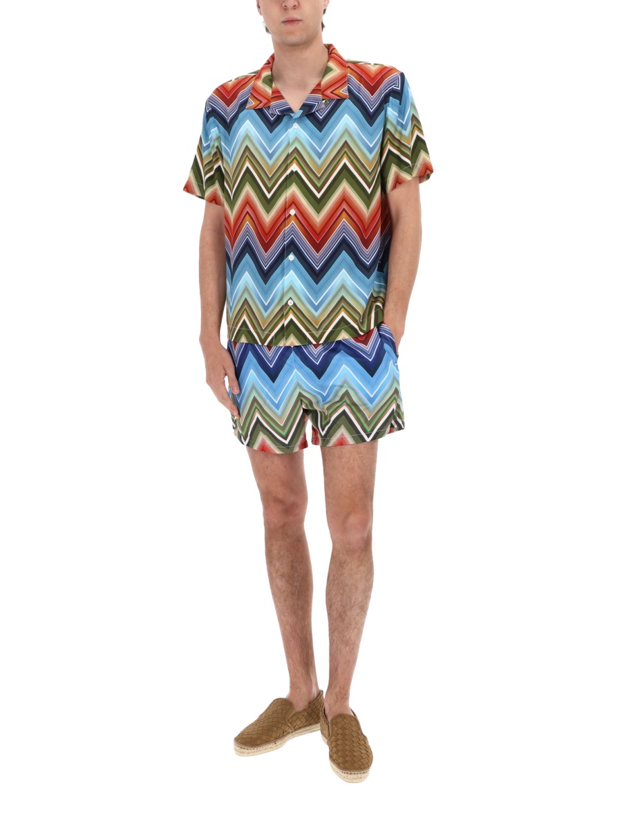 Missoni Multicolor Zigzag Pattern Relaxed Viscose Shirt Grijs