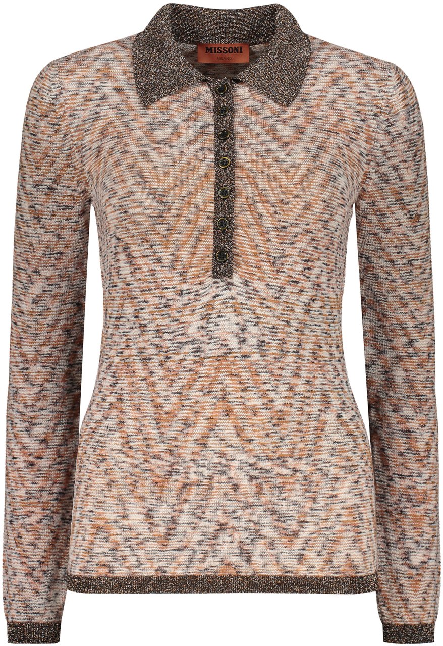 Missoni Knitted wool polo shirt Bruin