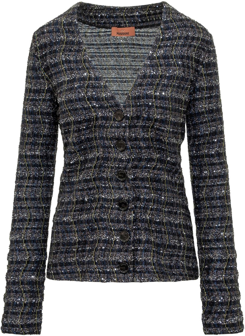 Missoni Missoni Cardigan in Maglia con Finitura Lurex Blauw