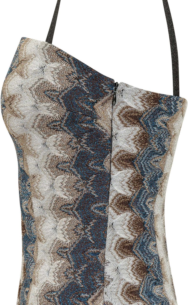 Missoni Abito Corto Senza Maniche con Spalline e Motivo Geometrico Divers