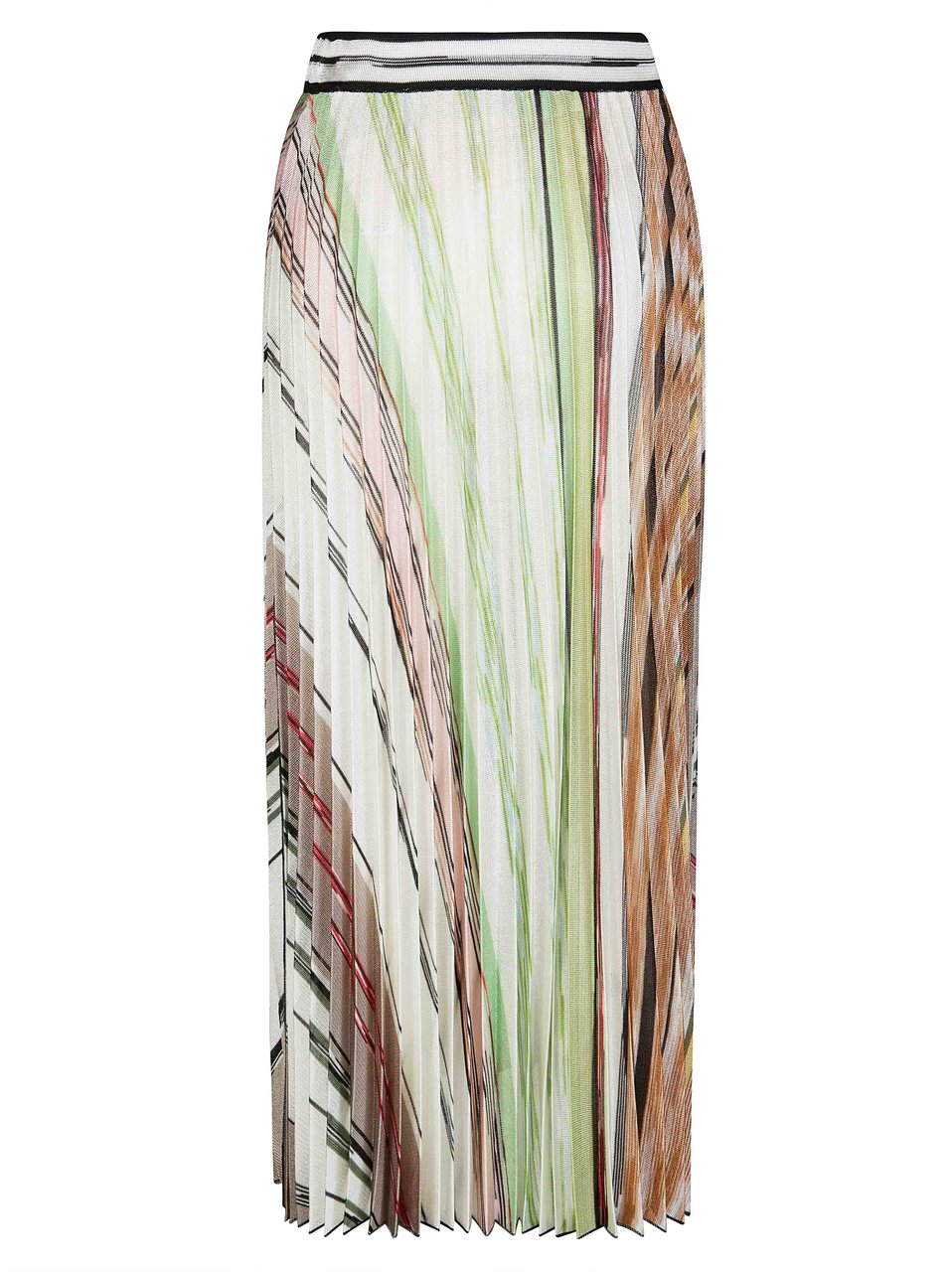 Missoni Pleated Earthy Striped Midi Skirt Neutraal