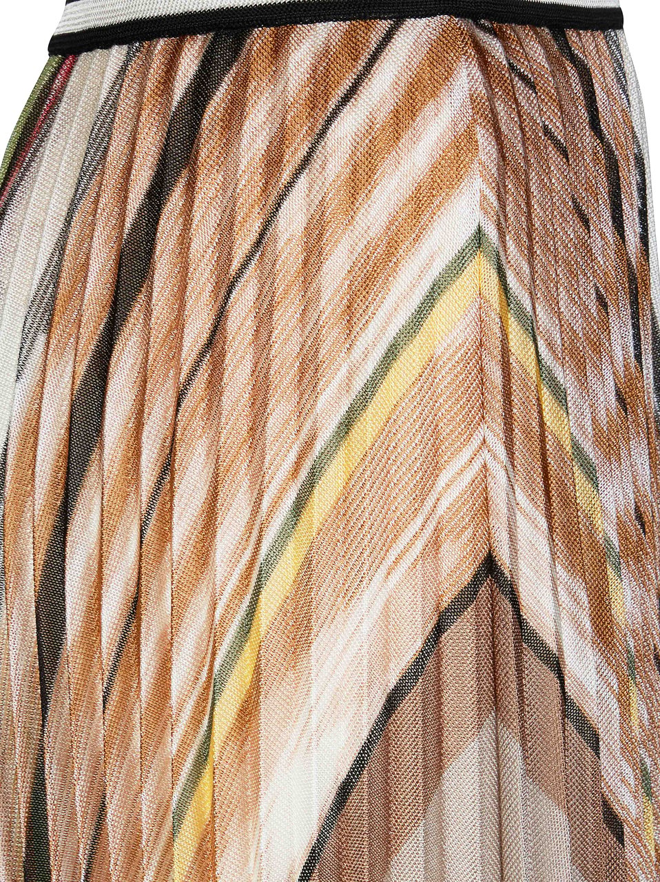 Missoni Pleated Earthy Striped Midi Skirt Neutraal