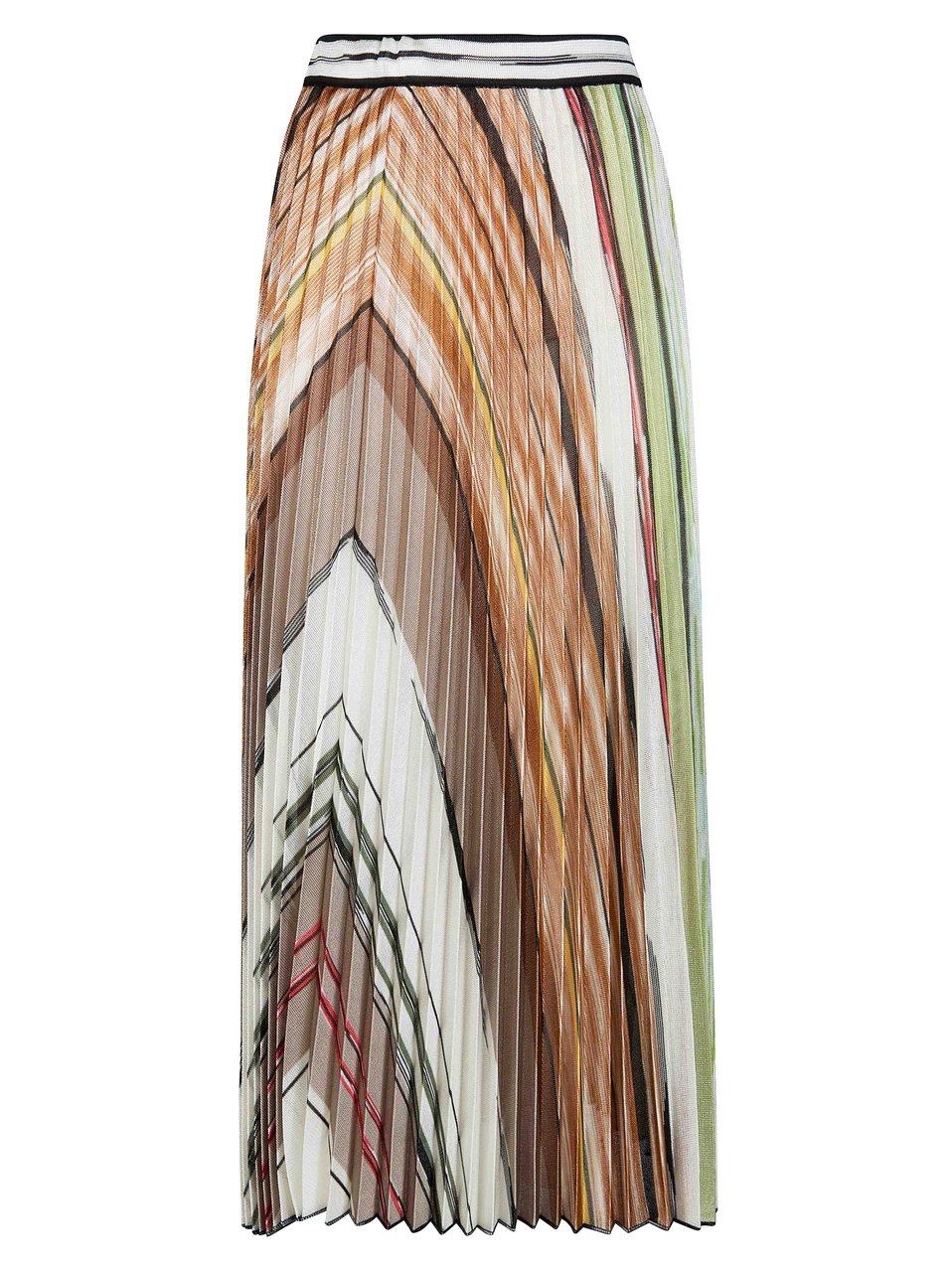 Missoni Pleated Earthy Striped Midi Skirt Neutraal