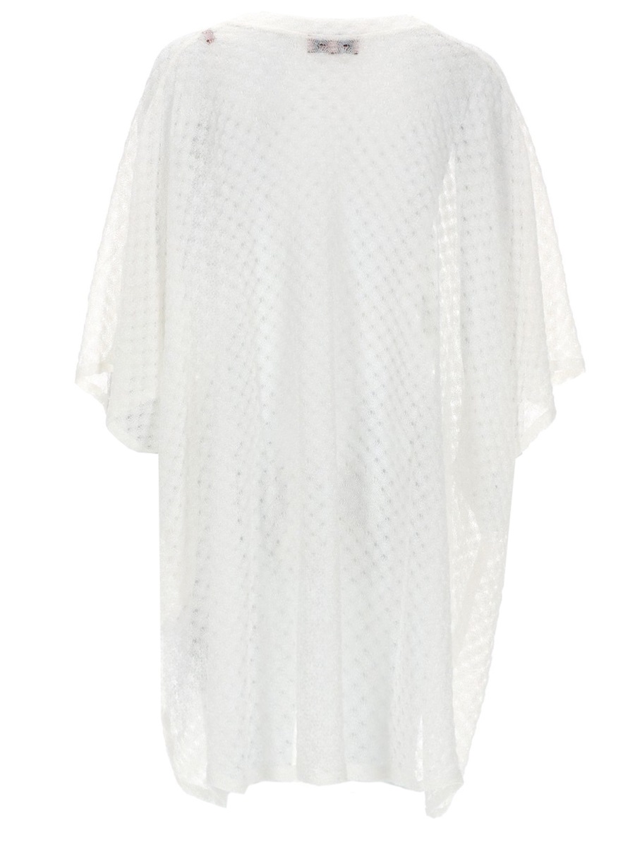 Missoni Neutrals Caftan Style V-Neck Sheer Top Wit