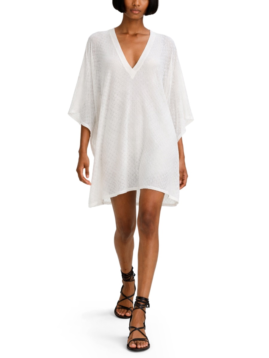 Missoni Neutrals Caftan Style V-Neck Sheer Top Wit