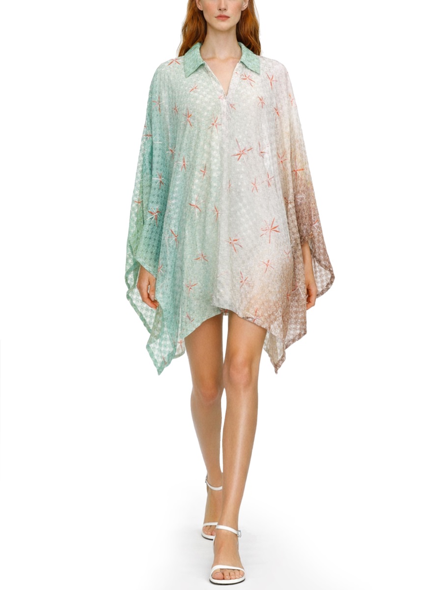 Missoni Green Viscose-Blend Poncho Scarf Wit
