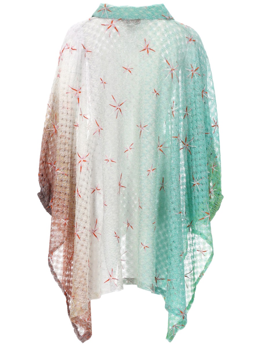 Missoni Green Viscose-Blend Poncho Scarf Wit