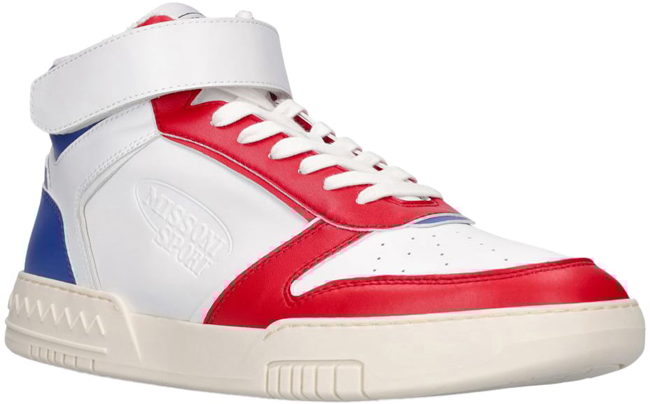 Missoni White high sneakers with blue red details Wit