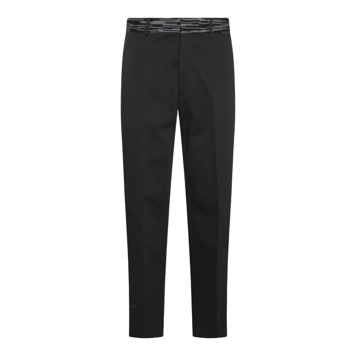 Missoni Tailored Trousers With Distinctive Patterned Waistband Zwart