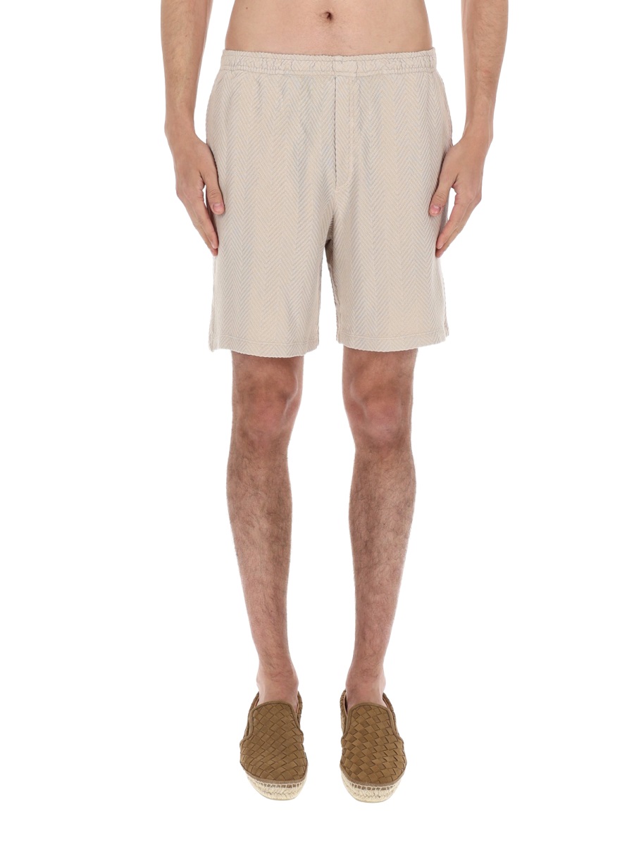 Missoni Beige Herringbone Cotton-Viscose Casual Shorts Neutraal
