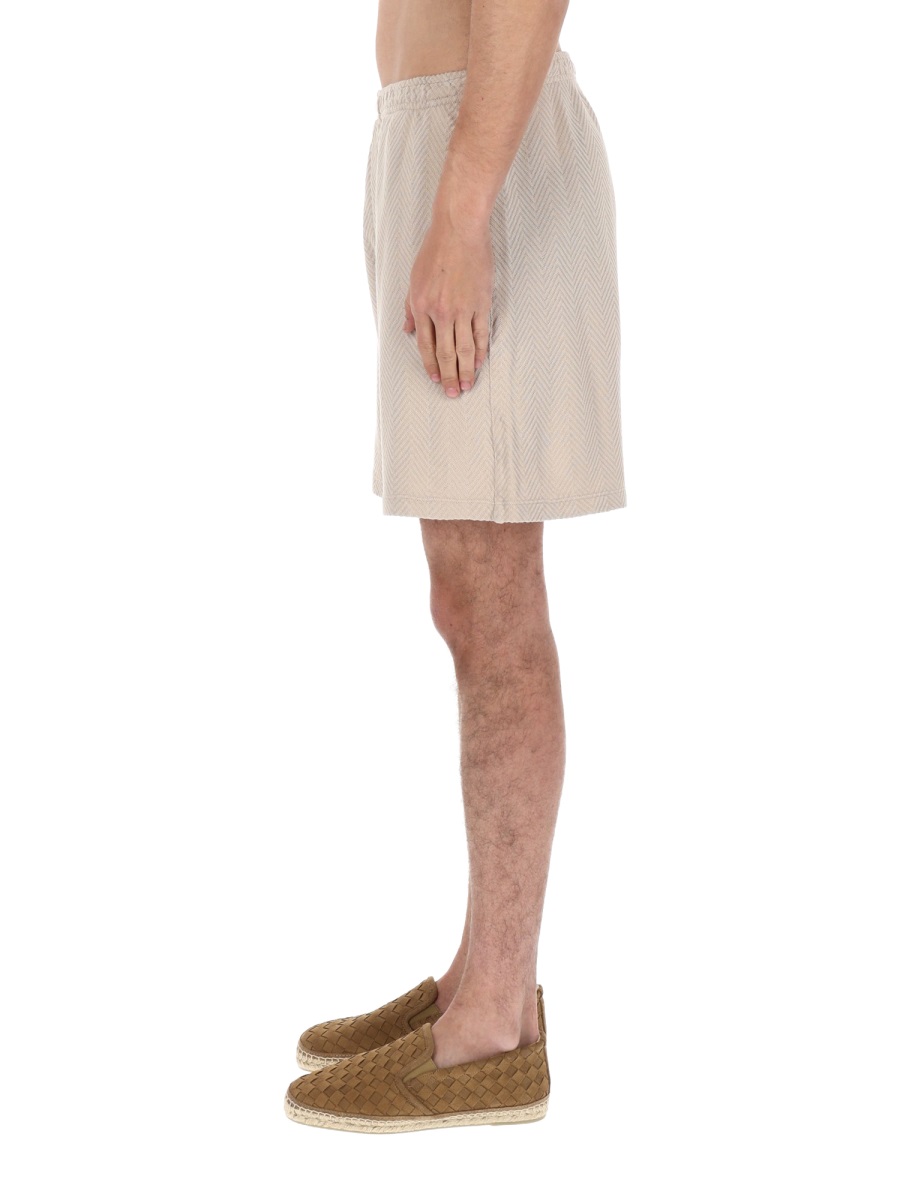 Missoni Beige Herringbone Cotton-Viscose Casual Shorts Neutraal