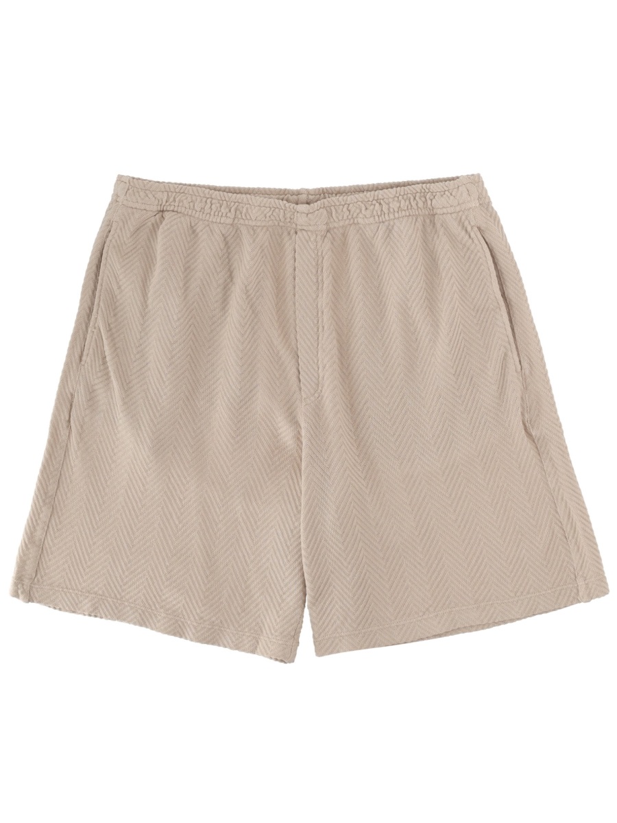 Missoni Beige Herringbone Cotton-Viscose Casual Shorts Neutraal