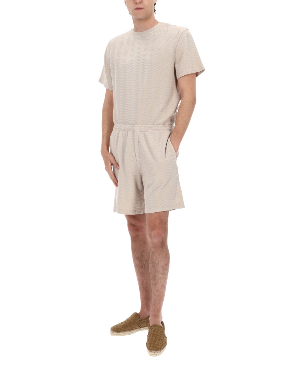Missoni Beige Herringbone Cotton-Viscose Casual Shorts Neutraal