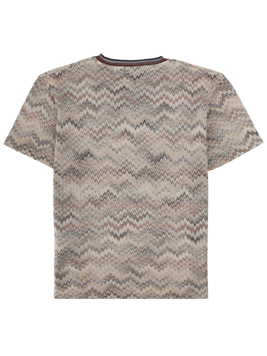 Missoni Zigzag Cotton-Blend Earth Tones T-Shirt Grijs