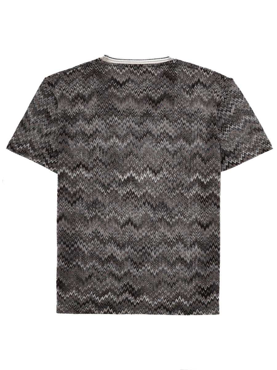 Missoni Grey Zigzag Pattern Round Neck T-Shirt Grijs