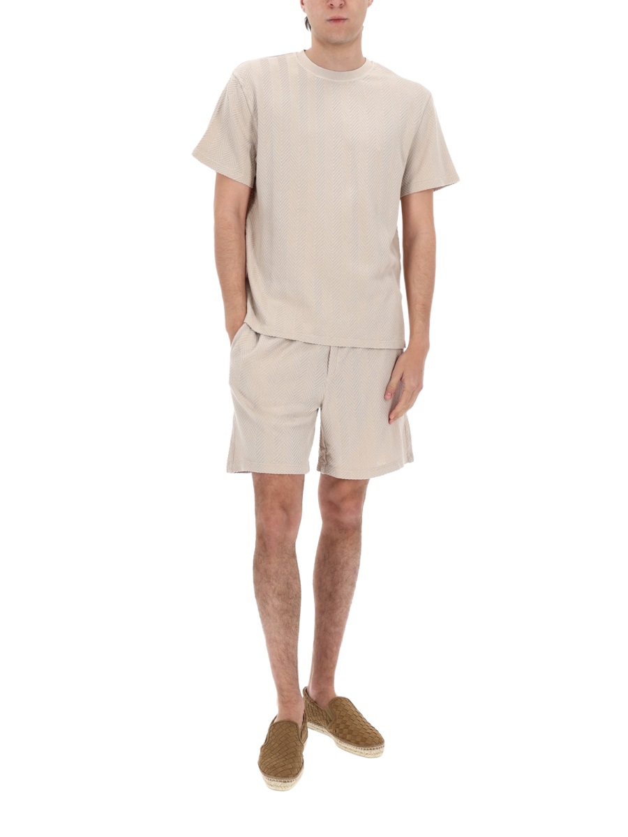 Missoni Neutrals Herringbone Pattern Boxy Cotton-Viscose T-Shirt Neutraal
