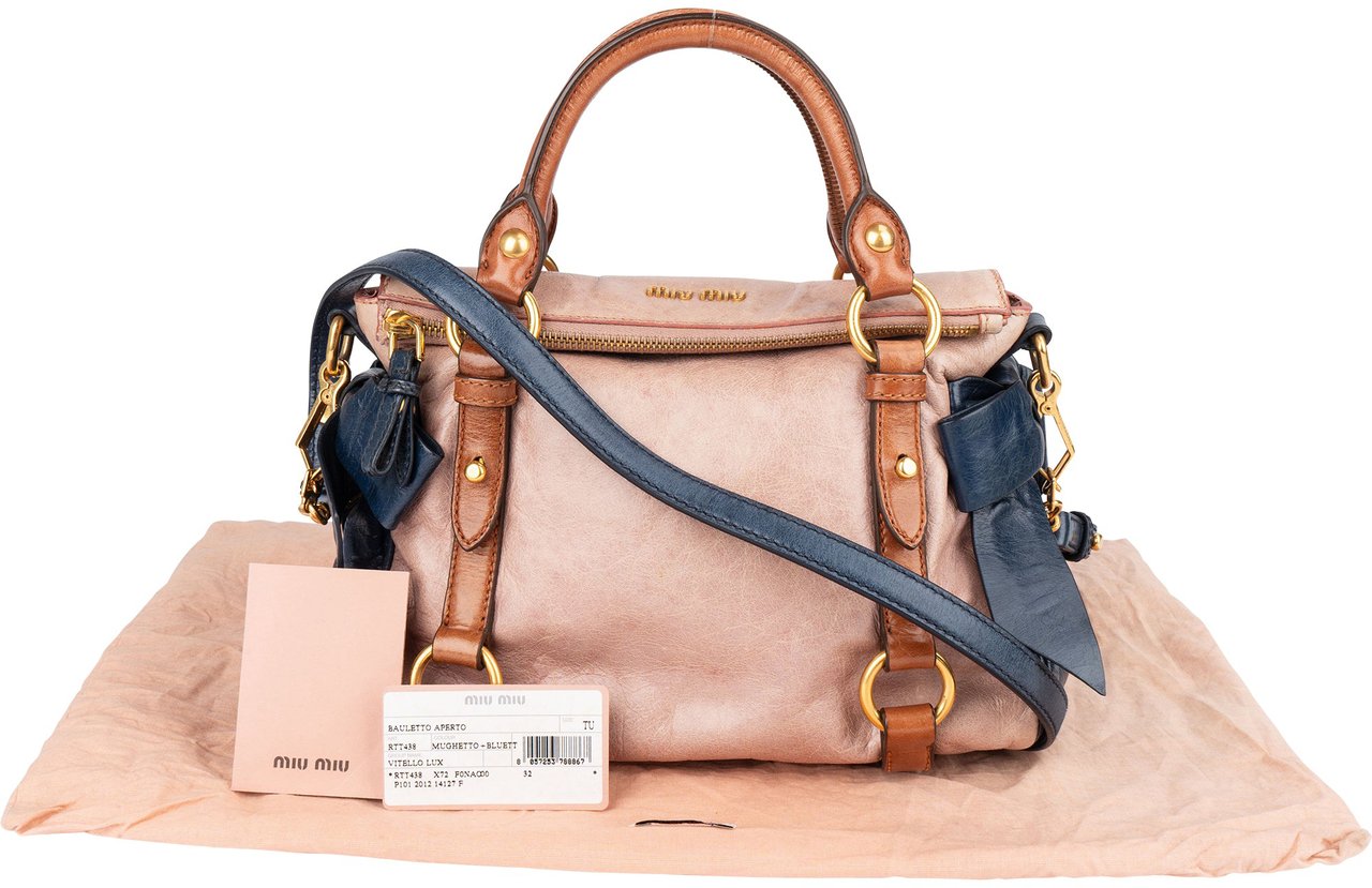 Miu Miu Miu Miu Vitello Lux Bow Bauletto Aperto Handbag Rood