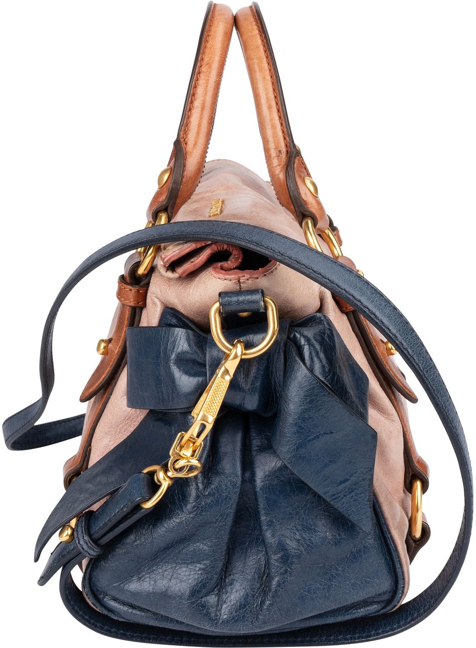 Miu Miu Miu Miu Vitello Lux Bow Bauletto Aperto Handbag Rood