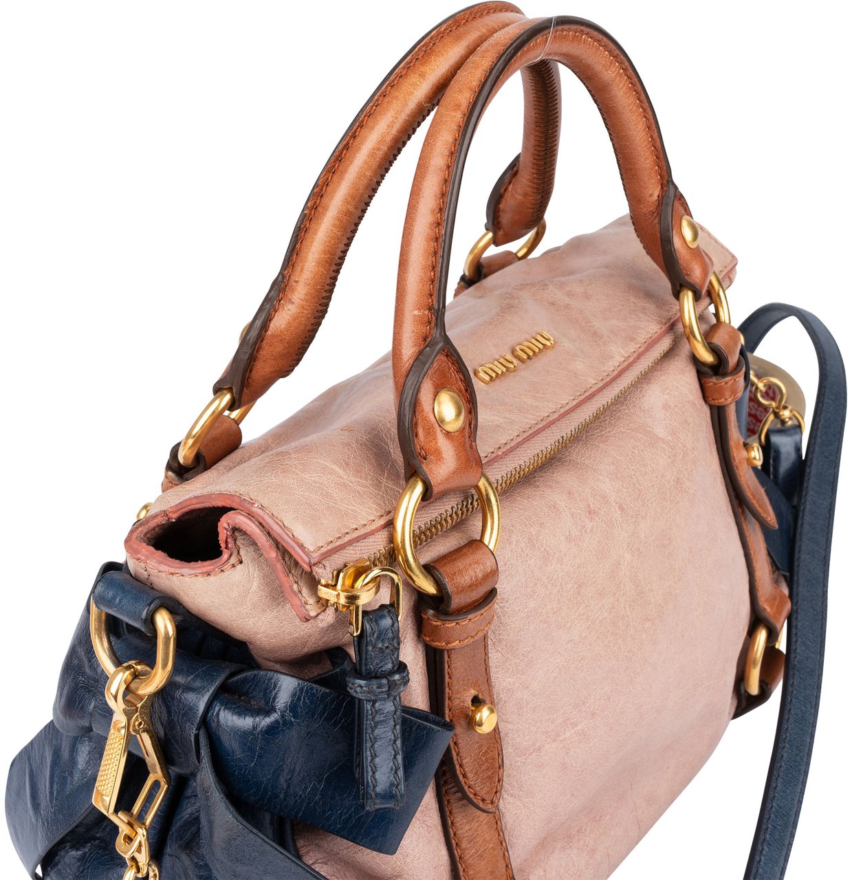 Miu Miu Miu Miu Vitello Lux Bow Bauletto Aperto Handbag Rood