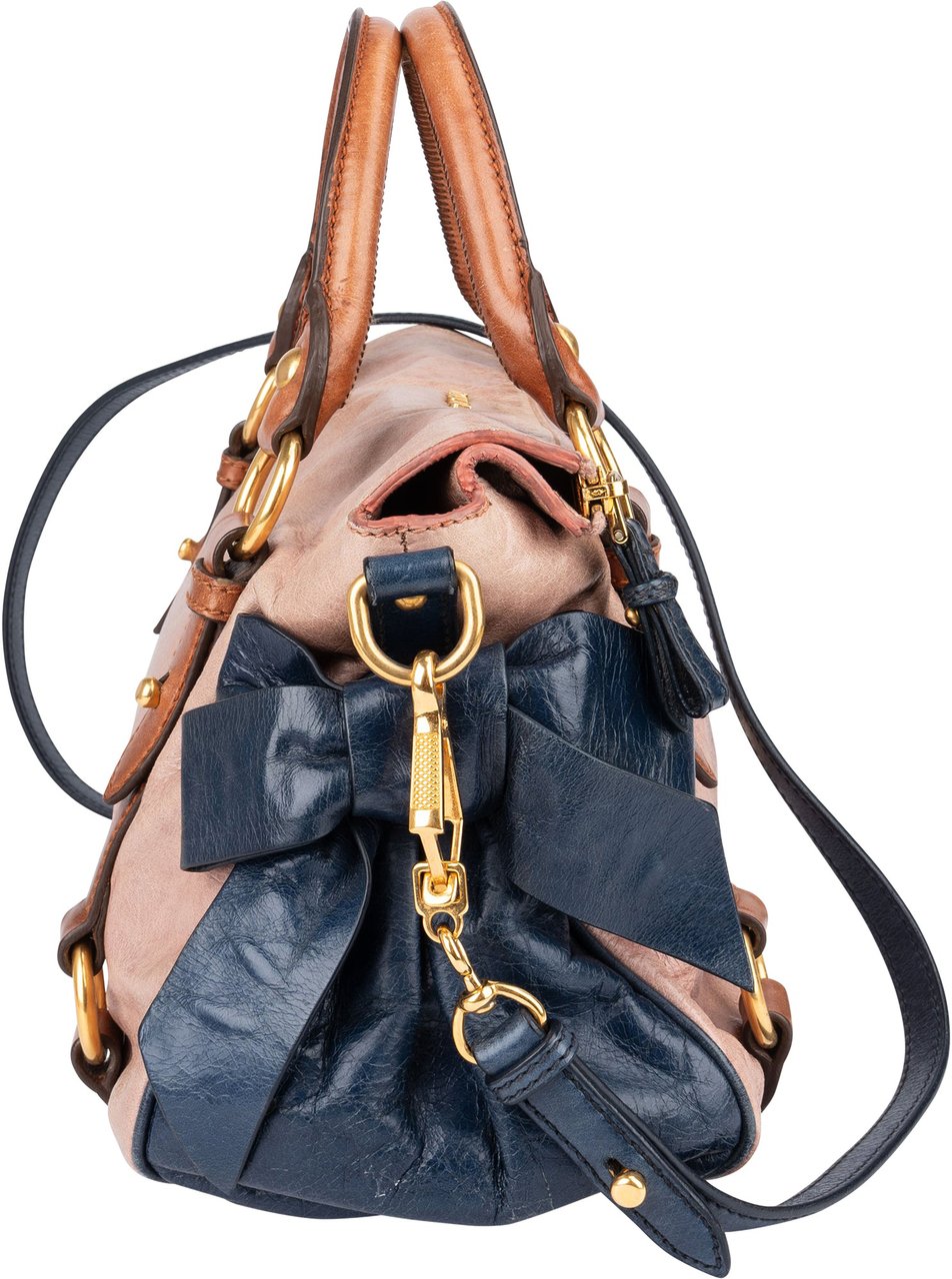 Miu Miu Miu Miu Vitello Lux Bow Bauletto Aperto Handbag Rood