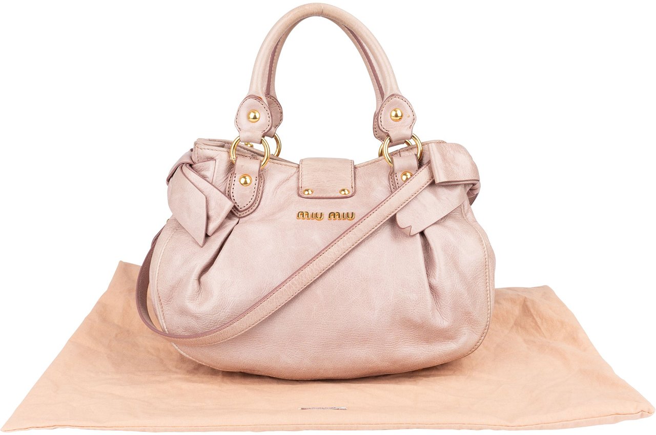 Miu Miu Miu Miu Vitello Lux Bow Handbag Rood