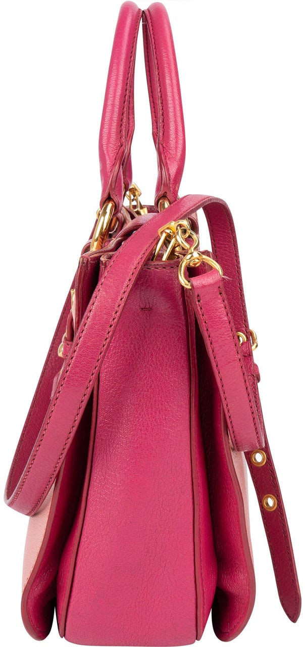 Miu Miu Leather Madras Bicolore Handbag Roze