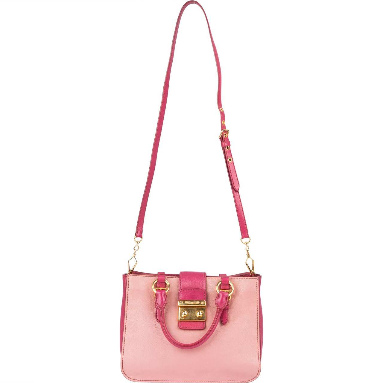 Miu Miu Miu Miu Leather Madras Bicolore Handbag Rood