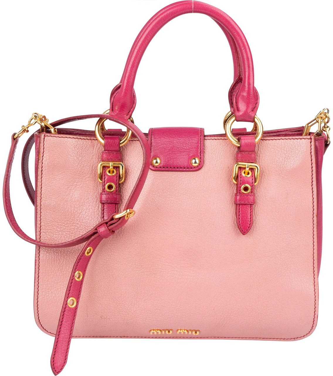 Miu Miu Leather Madras Bicolore Handbag Roze