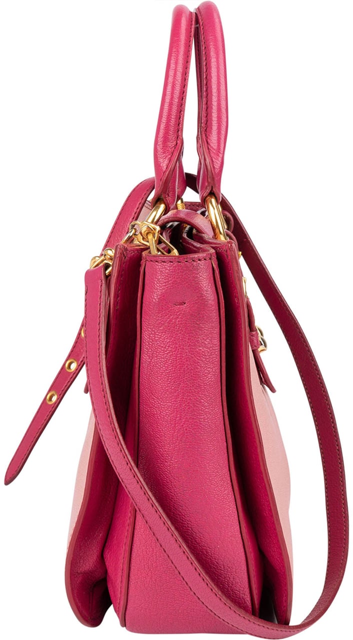 Miu Miu Leather Madras Bicolore Handbag Roze