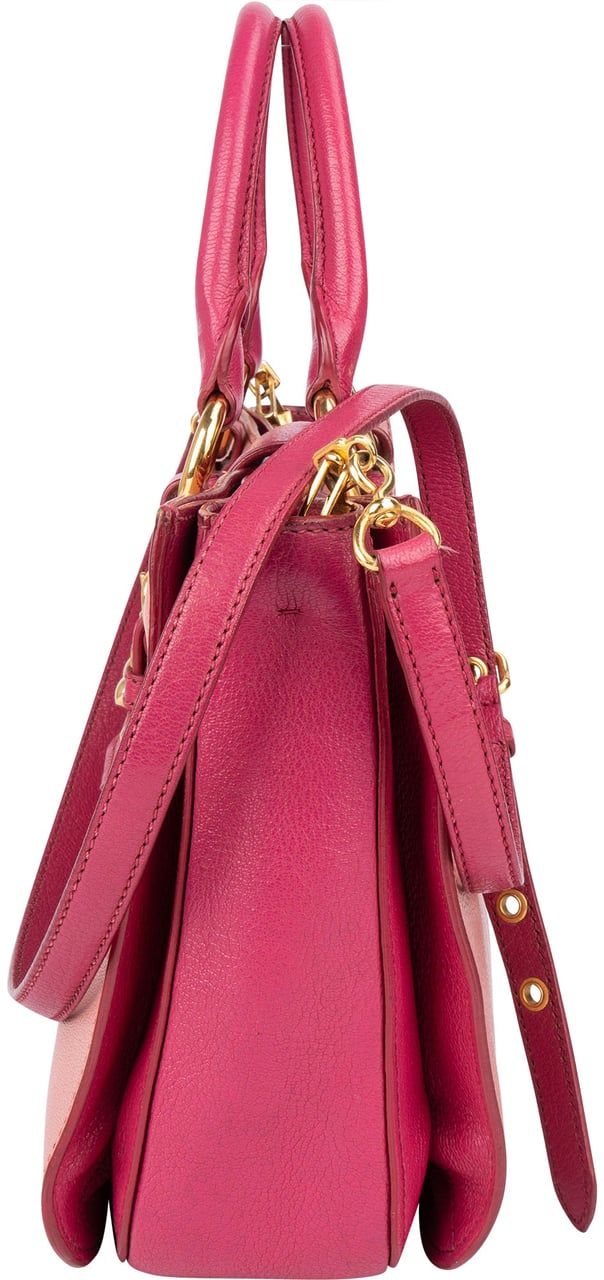 Miu Miu Miu Miu Leather Madras Bicolore Handbag Rood