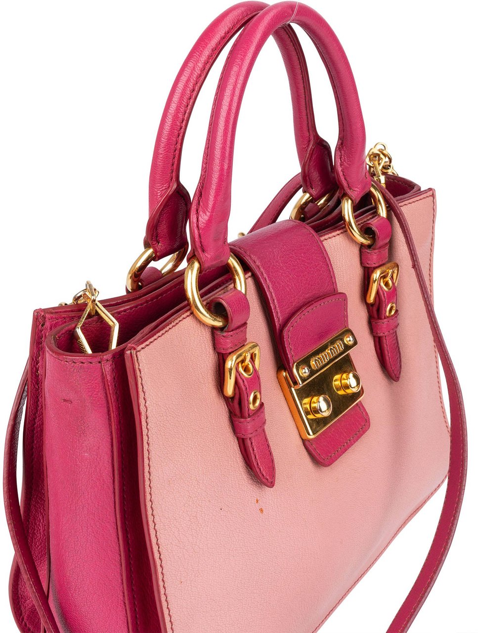 Miu Miu Leather Madras Bicolore Handbag Roze